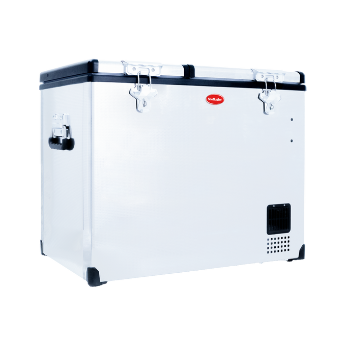 SnoMaster Portable Fridge/Freezer 72L Dual Compartment AC/DC S/Steel