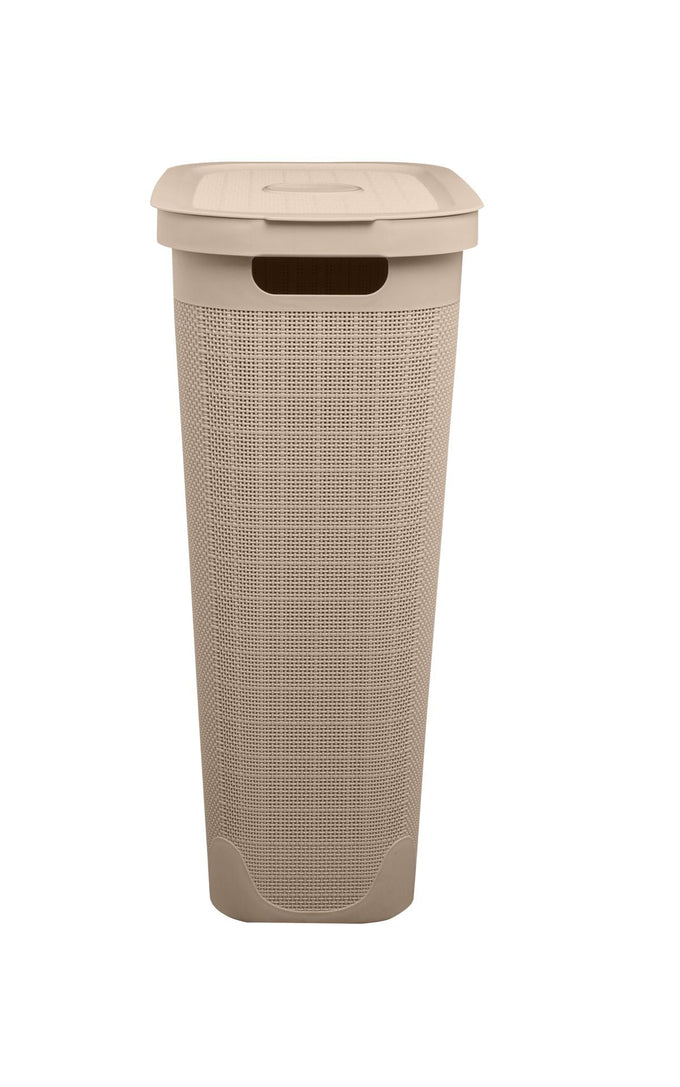Slim Laundry Hamper Fiber 40L Beige in Bathroom