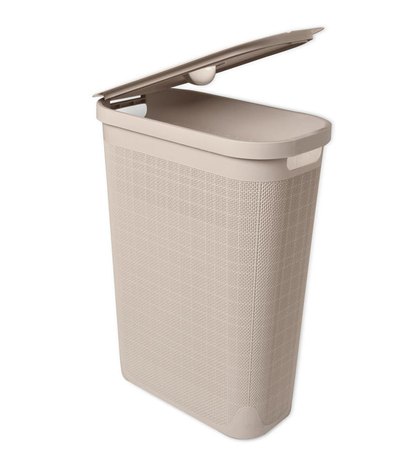 Slim Laundry Hamper Fiber 40L Beige in Bathroom