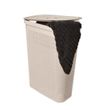 Slim Laundry Hamper Fiber 40L Beige in Bathroom