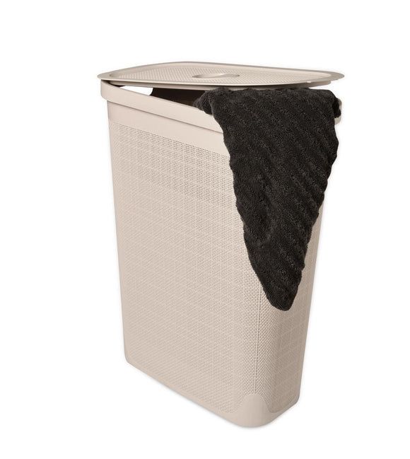 Slim Laundry Hamper Fiber 40L Beige in Bathroom