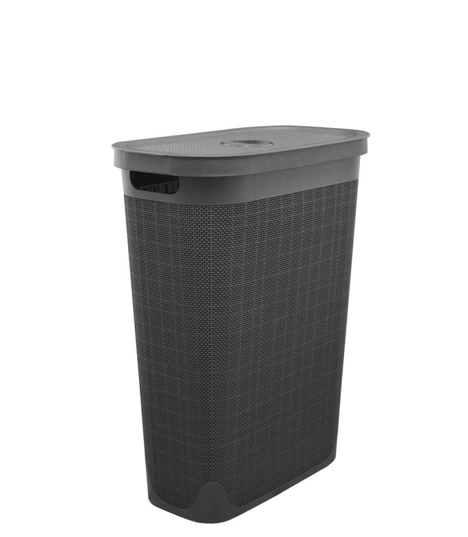 Slim Laundry Hamper Fiber 40L Grey in Bathroom