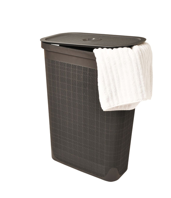 Slim Laundry Hamper Fiber 40L Grey in Bathroom