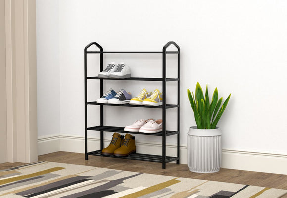 FDB Shoe Rack 5 Tier Black in Home and Décor