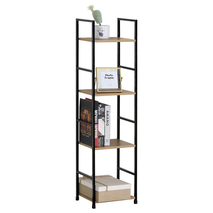 FDB Slim Four Tier Shelf Wild Oak