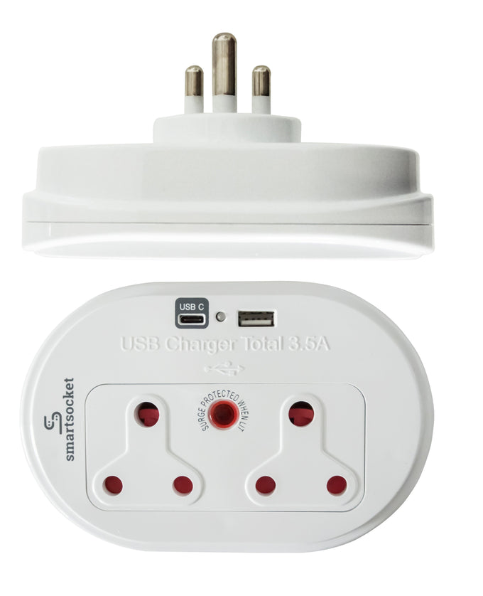 Smartsocket Compact 2X16A And 3.5 Amp Usb With Power Delivery Technology & High Level Surge Protection