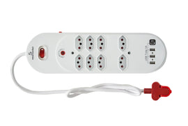 Smartsocket 8 Way Power Board With 5 Amp Usb - White