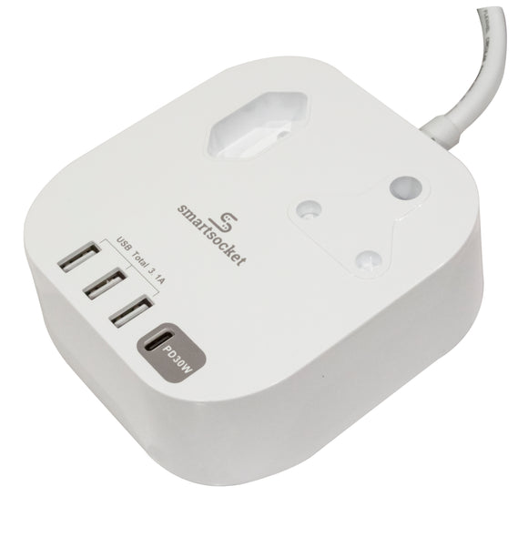 Smartsocket Compact Usb Power Hub With 3.1Amp Usb & Power Delivery Technology 30 Watt