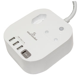 Smartsocket Compact Usb Power Hub With 1 X 3 Pin Euro + 1 X 16 Amp Socket 4.5Amp Usb - White