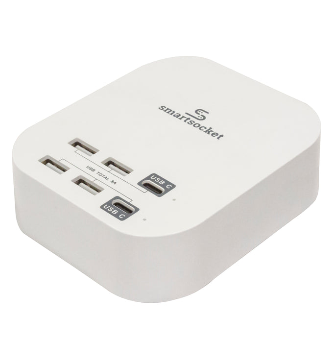Smartsocket Compact Usb Power Hub 8 Amp(4 X Usb A + 2 X Usb Type C) - White