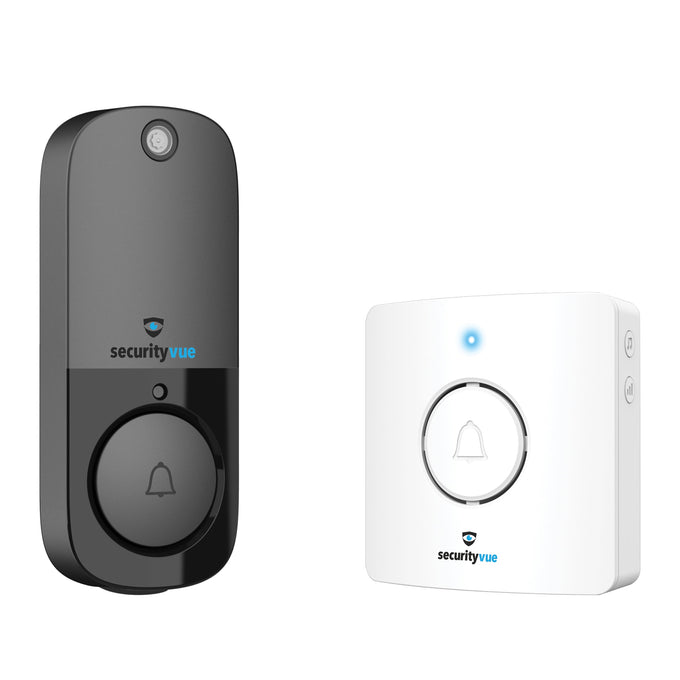 Securityvue Smart Home Wireless Rechargeable Wi-Fi Door Chime With Camera Black Tuya App SVSVDC