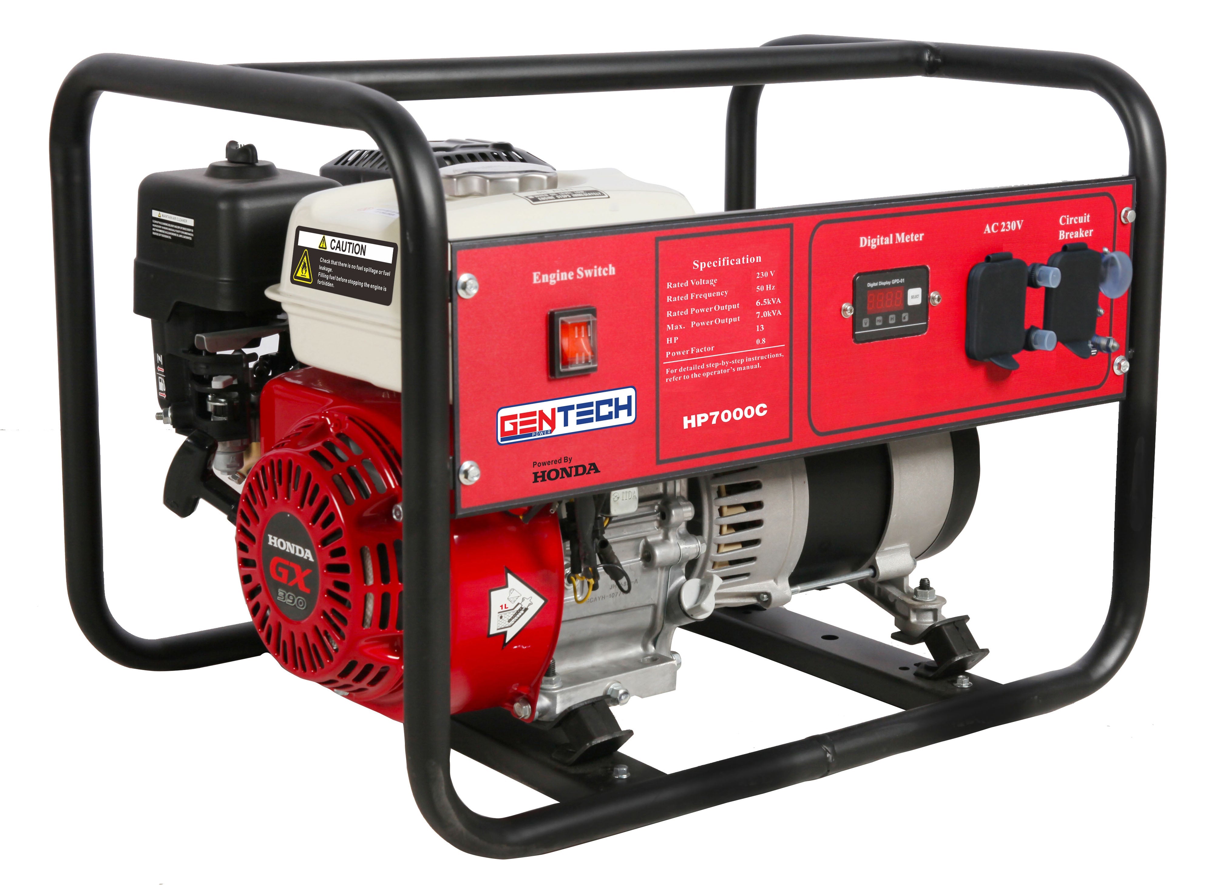 Gentech Hp7000C Honda 7Kva Recoil Start Contractor Petrol Generator HP7000C