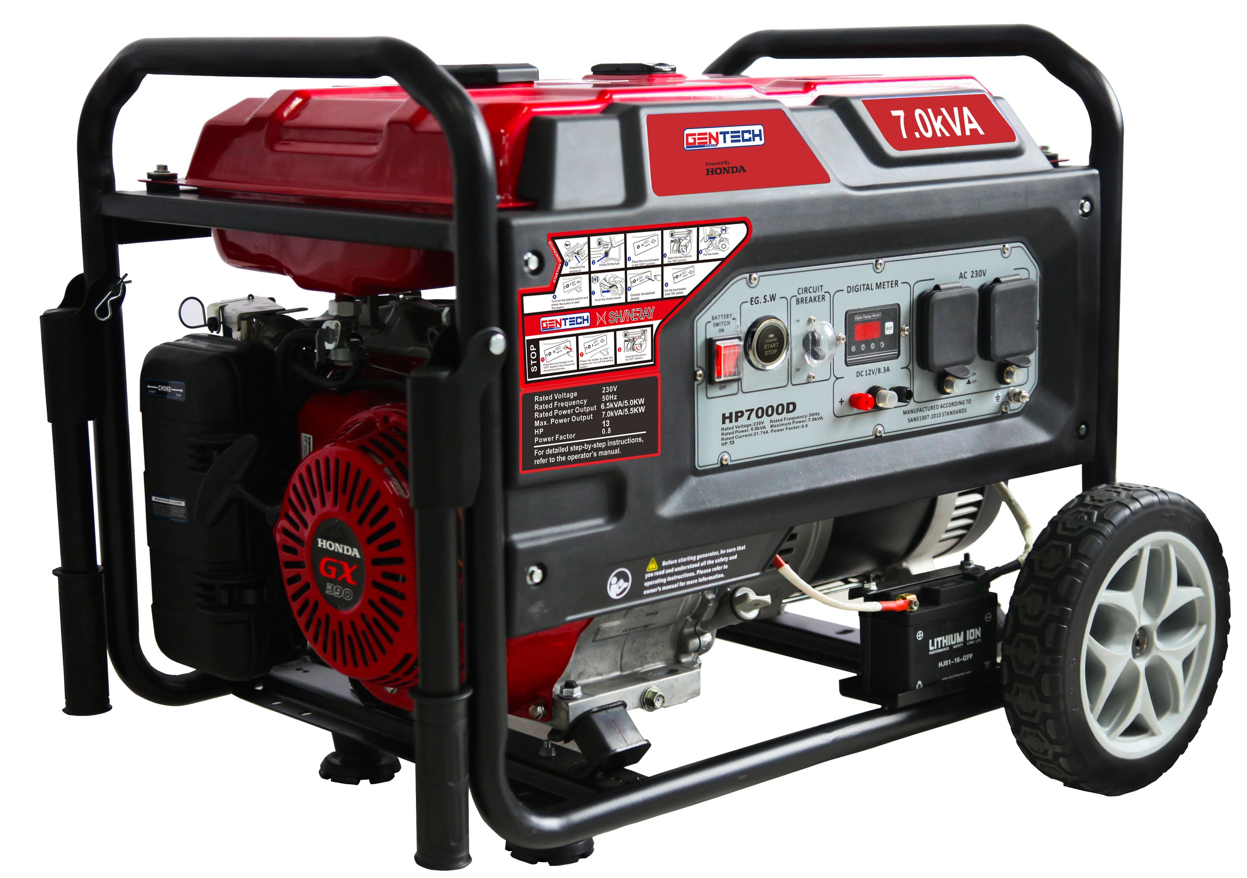 Gentech Hp7000D Honda 7Kva Electric Start Petrol Generator HP7000D