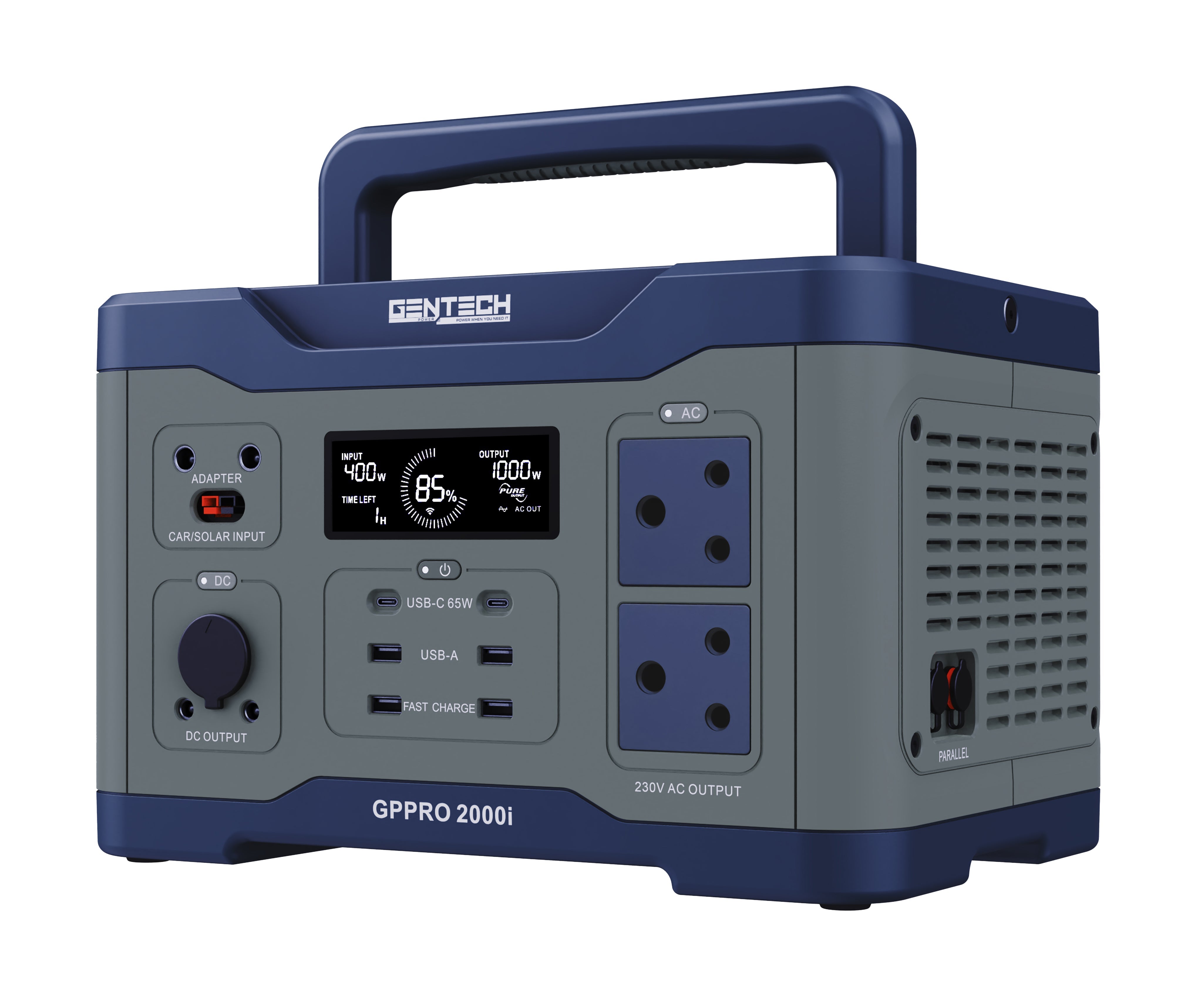 Gentech Power Pro2000I Portable Solar Hybrid Power Station (1000 Watt Rated Power / 2000 Watt Peak Power) GPPRO2000i