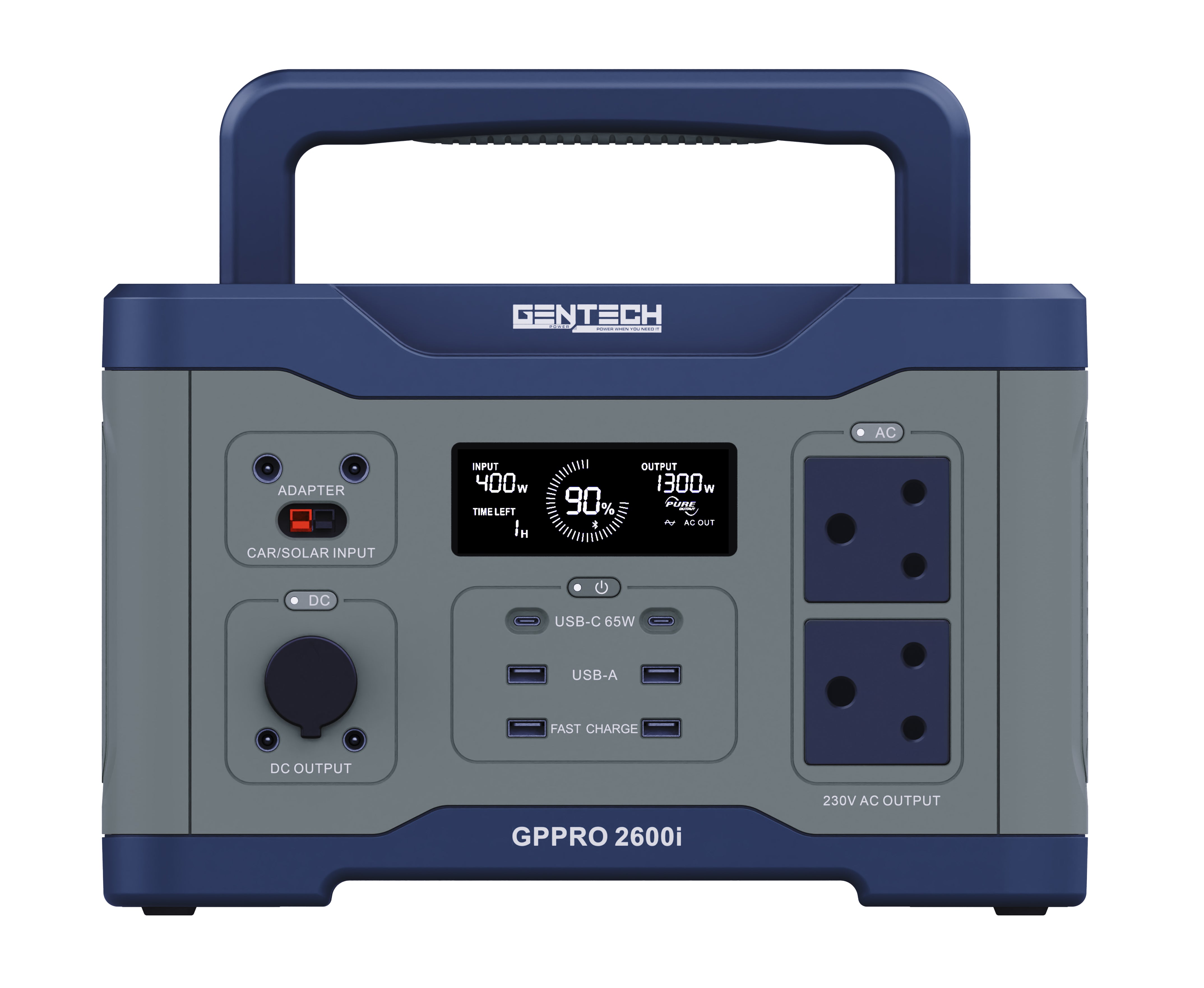Gentech Power Pro2600I Portable Solar Hybrid Power Station (1300 Watt Rated Power / 2600 Watt Peak Power) GPPRO2600i