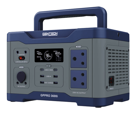 Gentech Power Pro3600I  Portable Solar Hybrid Power Station (1800 Watt Rated Power / 3600 Peak Power)