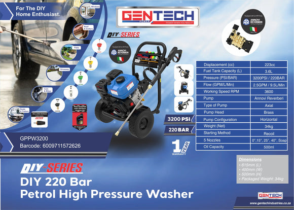 Petrol High Pressure Cleaner 220Bar/3200psi DIY - image 02