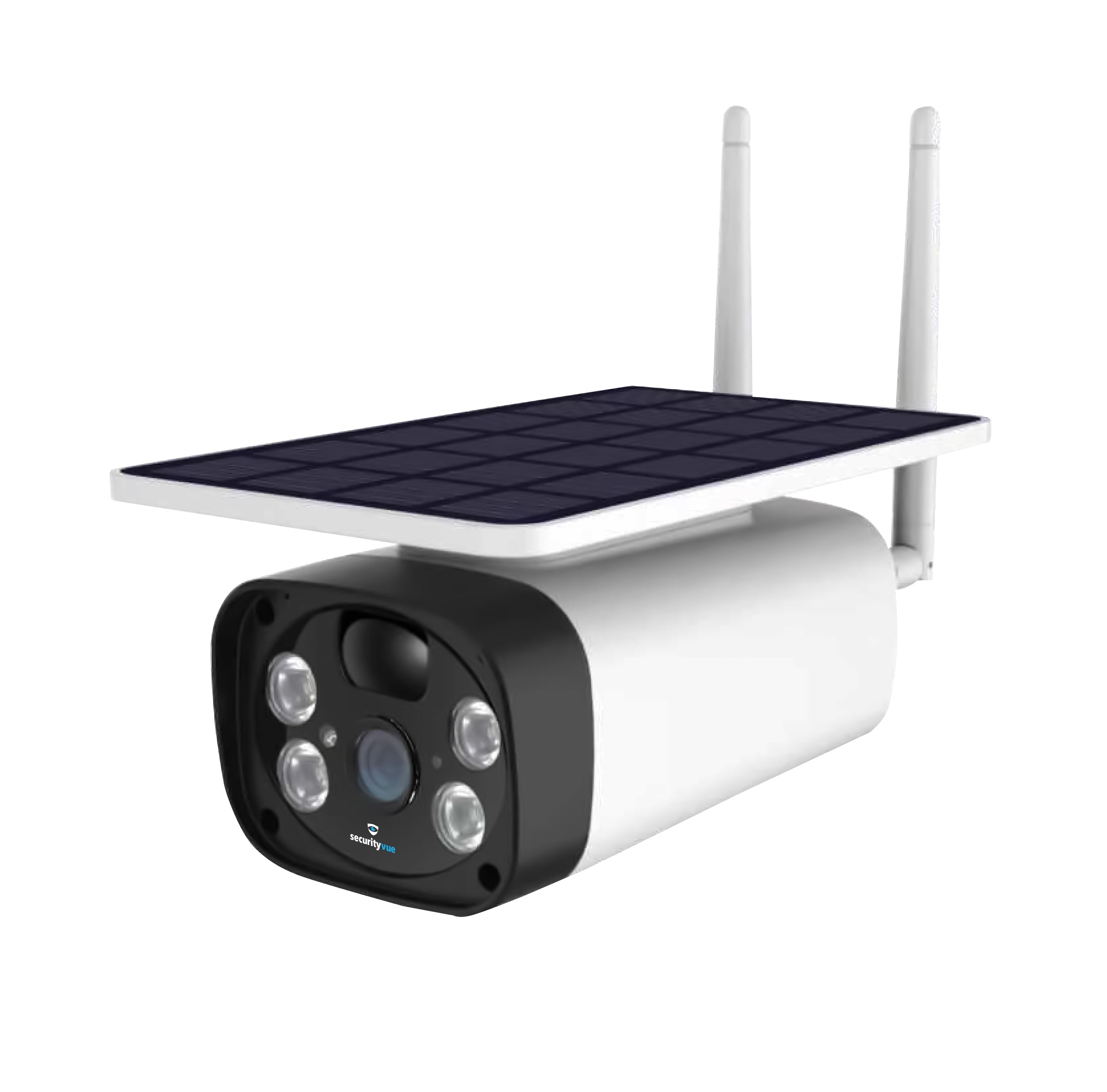 Securityvue 2 Mp Solar Powered Outdoor Bullet Camera With Led Lights White Tuya App SVSIPC001