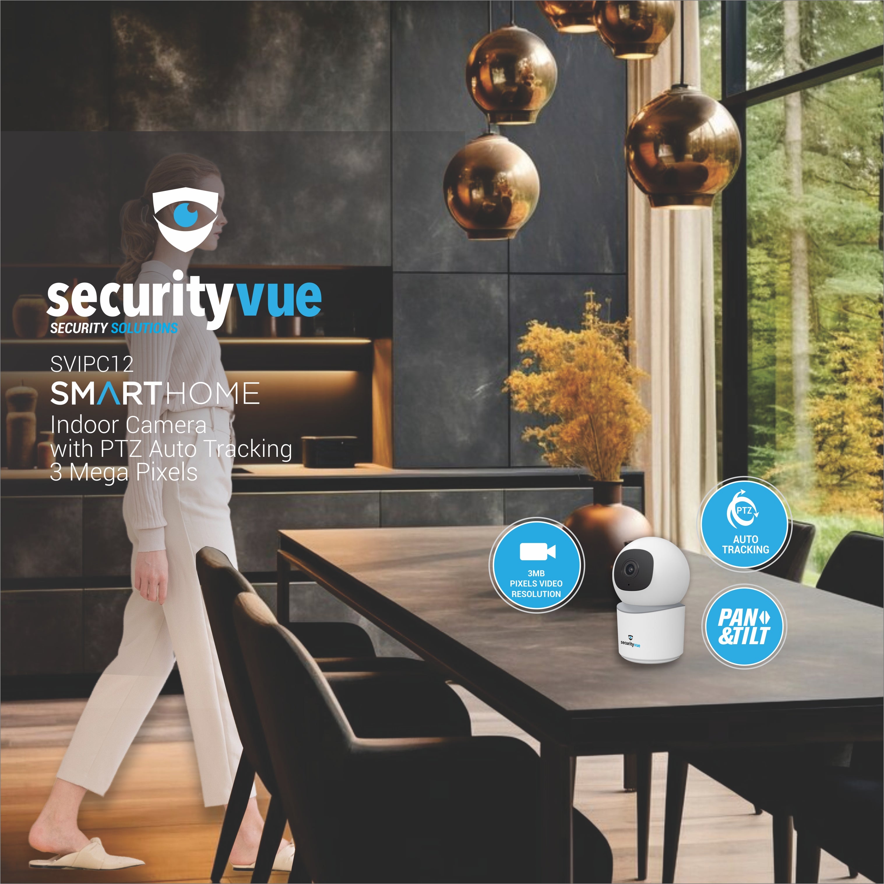 Securtyvue Smarthome Wifi Wireless Indoor Camera With Ptz Auto Tracking With Tuya App