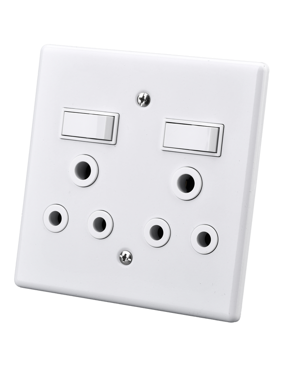Electricmate Double Lever Steel Switch & Socket 16 Amp 4 X 4