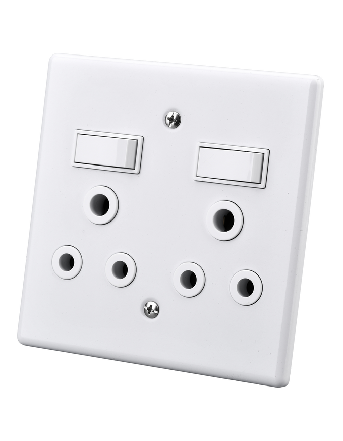 Electricmate Double Lever Steel Switch & Socket 16 Amp 4 X 4