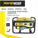 Powerboss 3Kva / 2.5Kw Recoil Start Petrol Generator-3