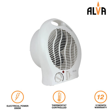Alva - Electric Fan Heater - White 1000/2000W - 0