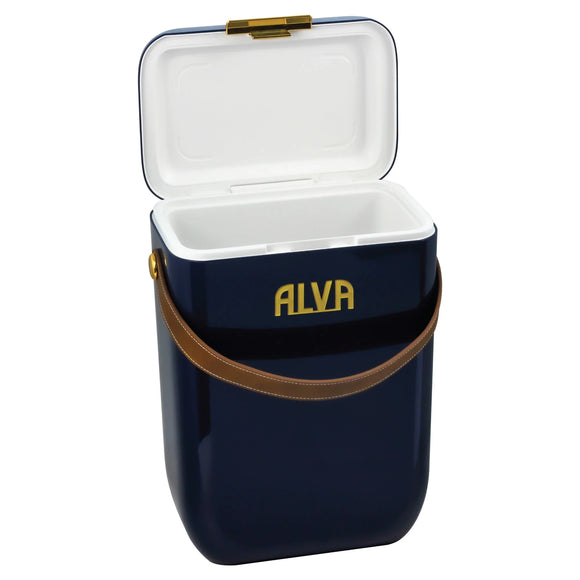 Alva 10L Cooler Box With Leather Strap - Midnight Blue