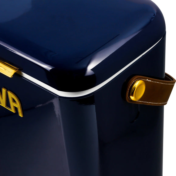 Alva 10L Cooler Box With Leather Strap - Midnight Blue
