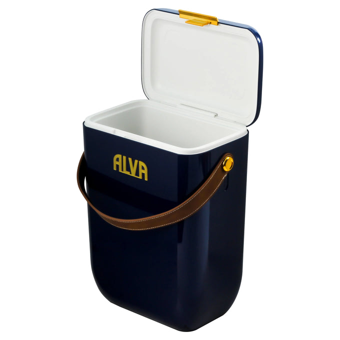 Alva 10L Cooler Box With Leather Strap - Midnight Blue