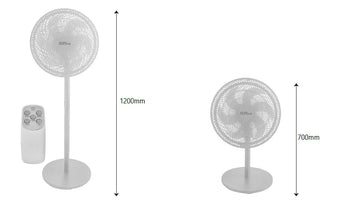 Alva 40cm Plastic Pedestal Fan | Remote & Touch Control Telescopic (White)