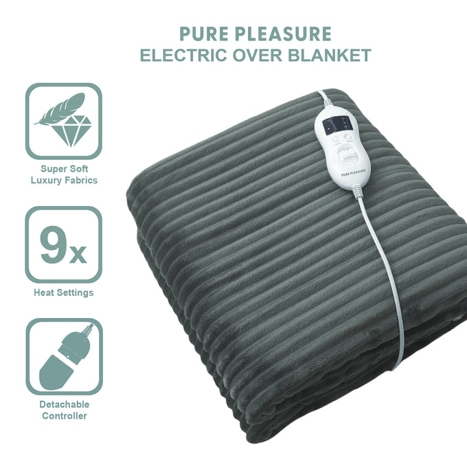 Pure Pleasure Stripe Flannel Fleece Electric Over Blanket 160x120cm