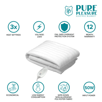 Pure Pleasure Electric Blanket Single Non-Fitted 75cmX 150cm - 0