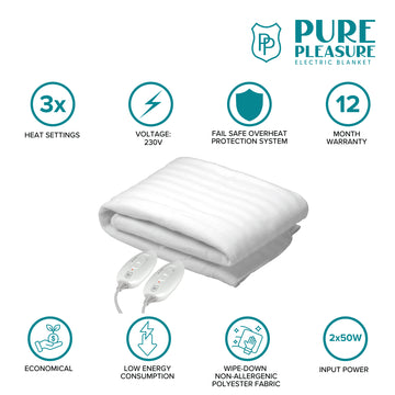 Pure Pleasure Electric Blanket Double Non-Fitted 137 X 150cm - 0