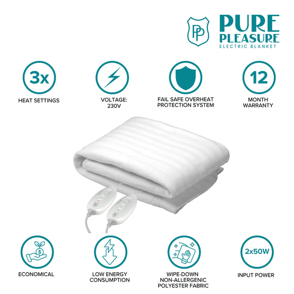 Pure Pleasure Electric Blanket Double Non-Fitted 137 X 150cm