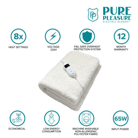 Pure Pleasure Electric Blanket Single Fullfit Sherpa Fleece 91 X 188cm - 0
