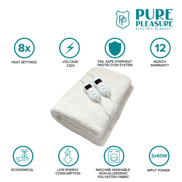 Pure Pleasure Extra Length Queen Fullfit 
Sherpa Fleece 152 X 200cm