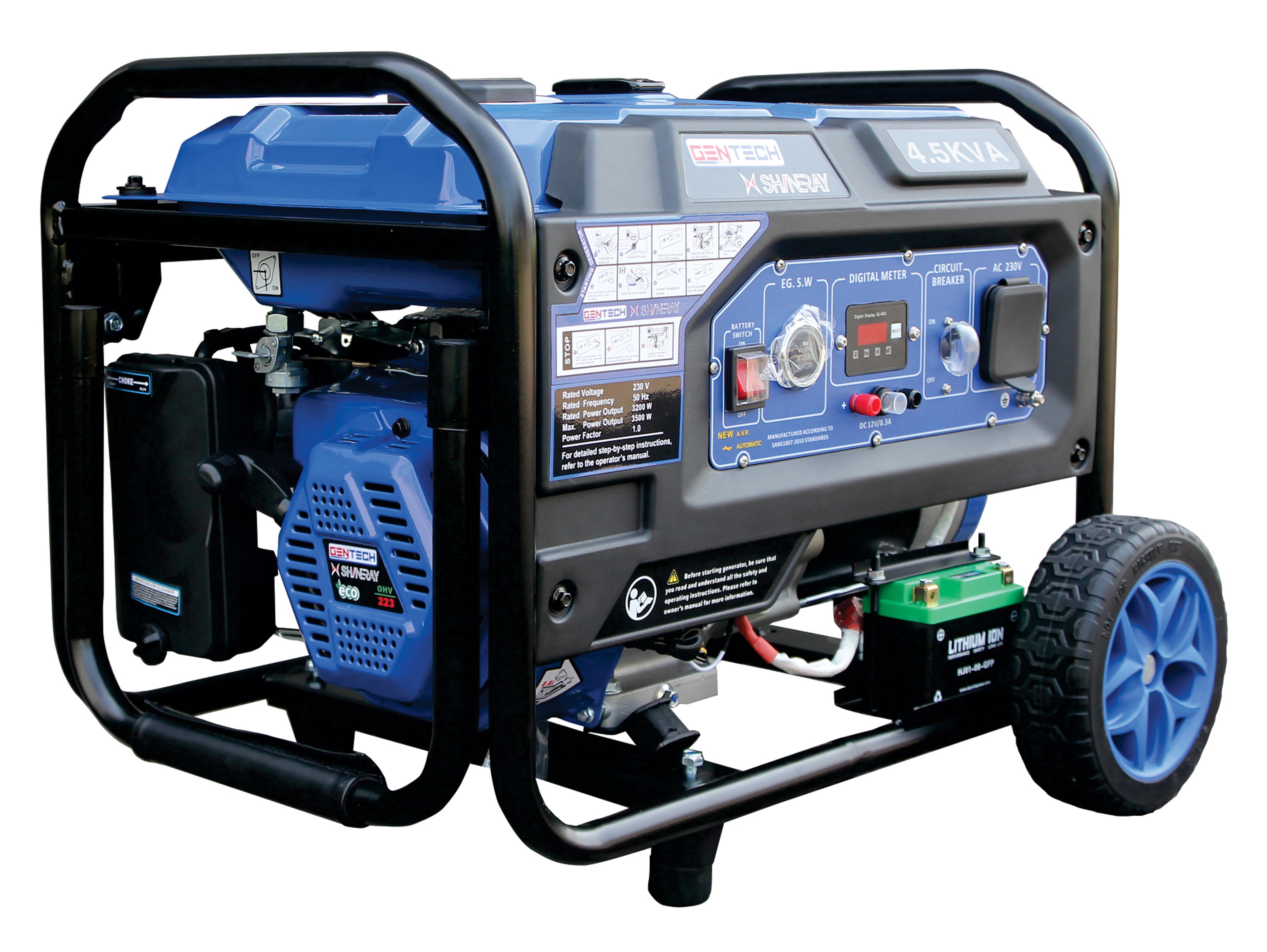 Gentech 3.5Kva Electric Start Petrol Generator With Wheels & Handle ...