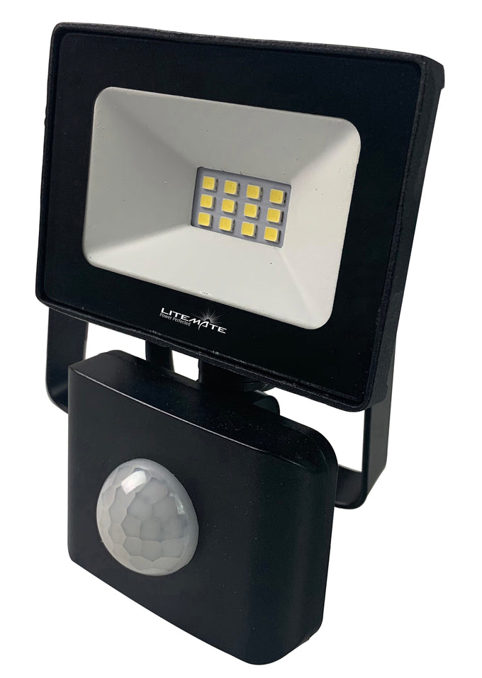 Litemate 10 Watt Led Flood Light With Motion Sensor - Black