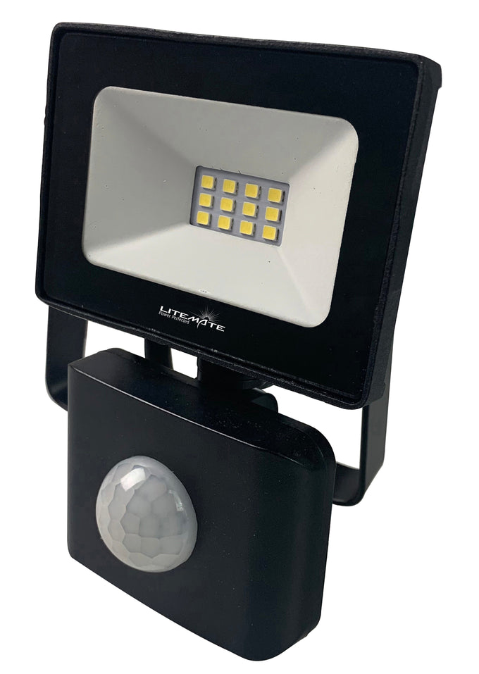 Litemate 10 Watt Led Flood Light With Motion Sensor - Black