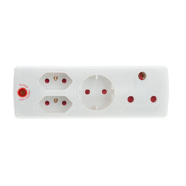 Electricmate Surge Adapter With 1 X 16A + 2 X 5 Amp + 1 X Schuko - White - 0