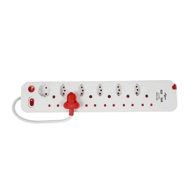 Electricmate 12-Way Single Switch Surge + 2.1 Amp Usb Multiplug - White