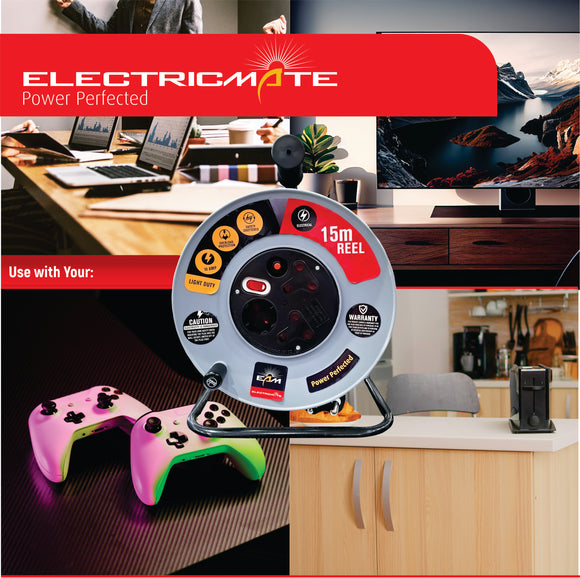 Electricmate 15m Extension Reel 10A