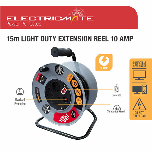 Electricmate 15m Extension Reel 10A