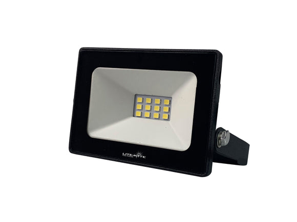 Litemate Slimline 10 Watt Black Led Flood Light With Day/Night Sensor - Black