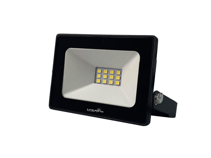 Litemate Slimline 10 Watt Black Led Flood Light With Day/Night Sensor - Black