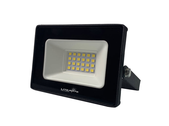 Litemate Slimline 20 Watt Black Led Flood Light With Day/Night Sensor - Black
