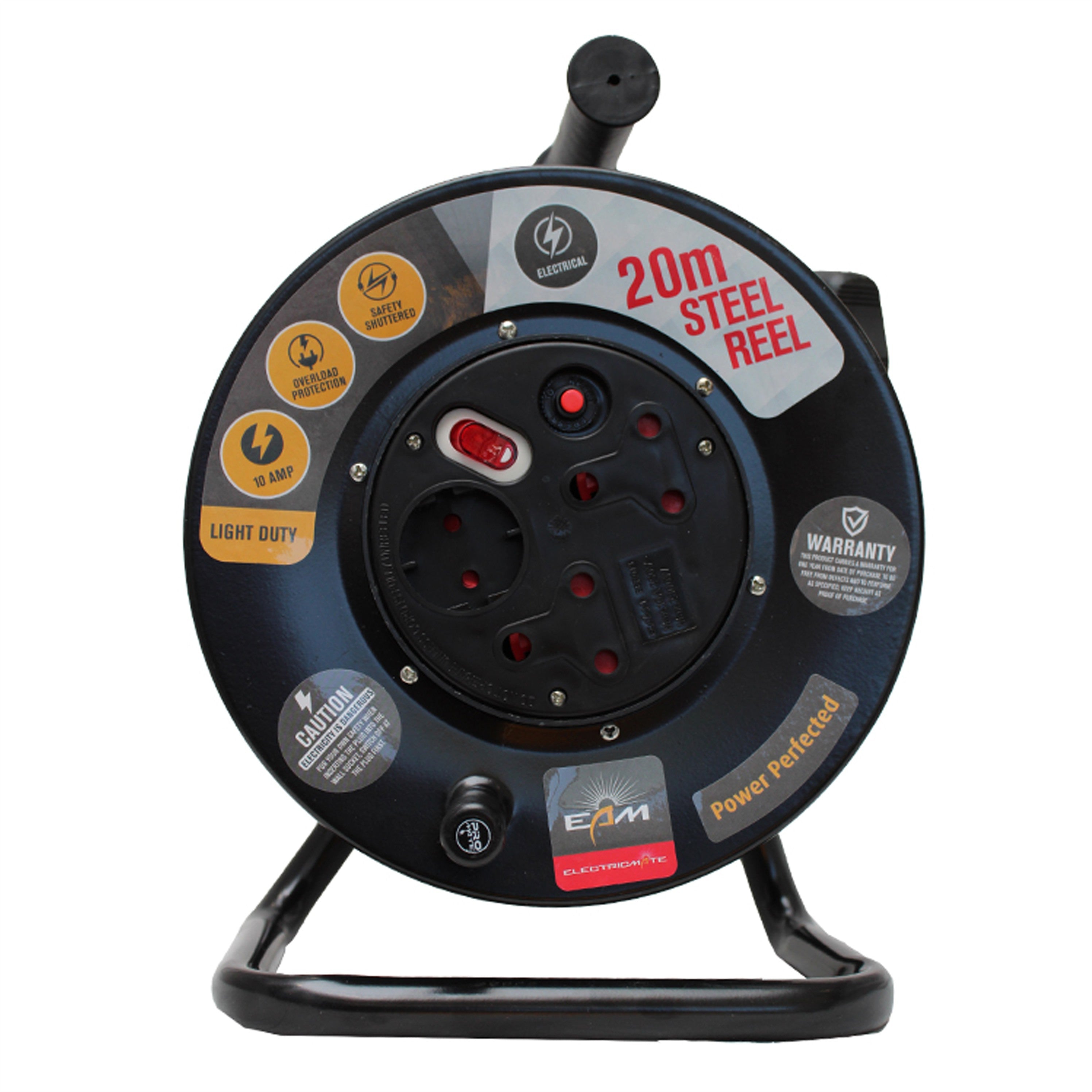 Electricmate 10 Amp Extension Steel Reel 20M