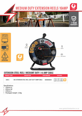 Electricmate 10 Amp Extension Steel Reel 20M - 0