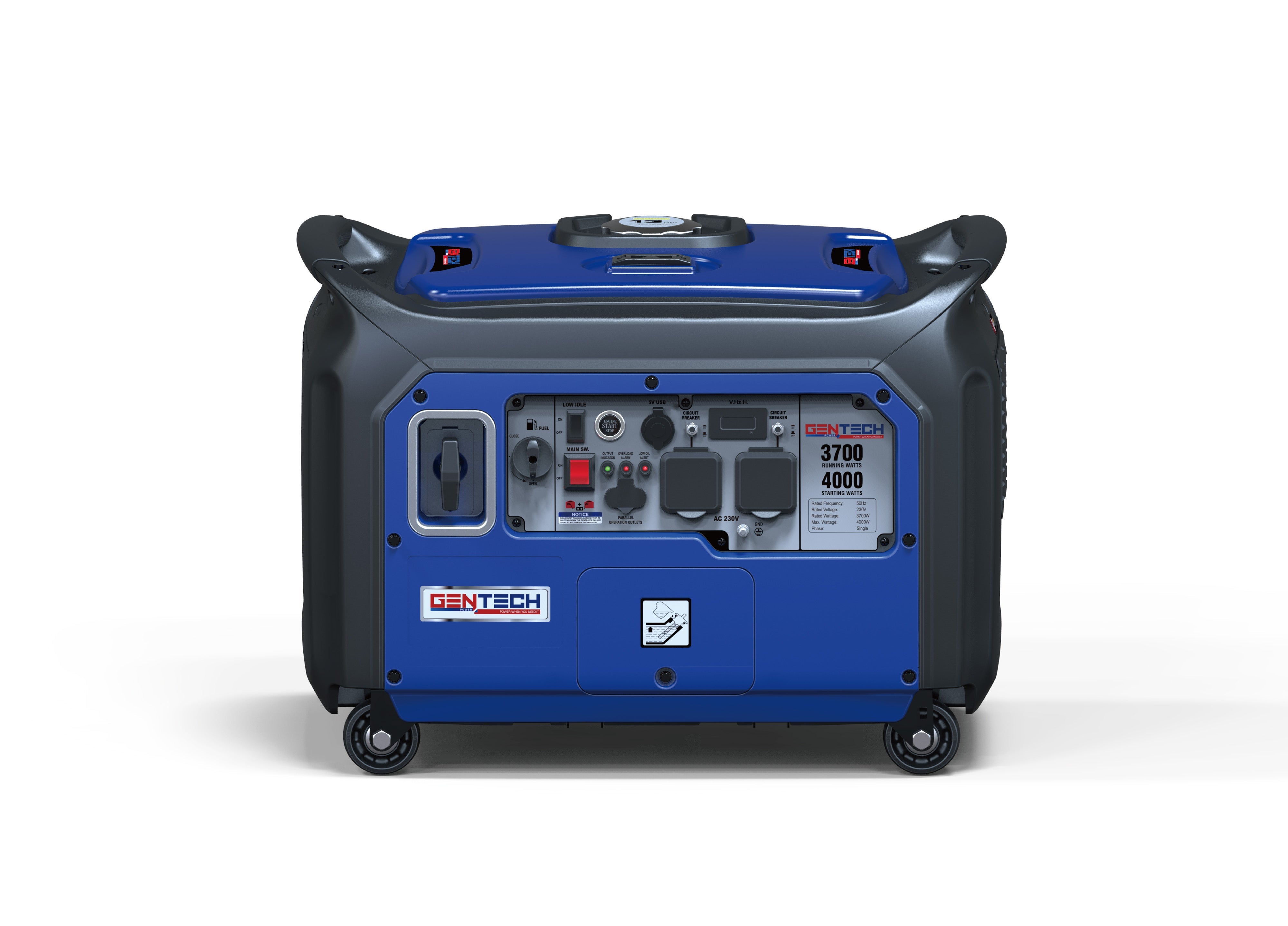 Gentech 4Kva Electric Start Digital Pure Sine Wave Inverter Generator - Blue GP4000IS